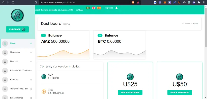 Dashboard AmazonasCoin