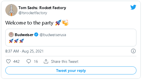 tweet of Budweiser about the launch of its NFT