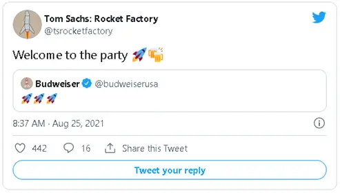 tweet of Budweiser about the launch of its NFT