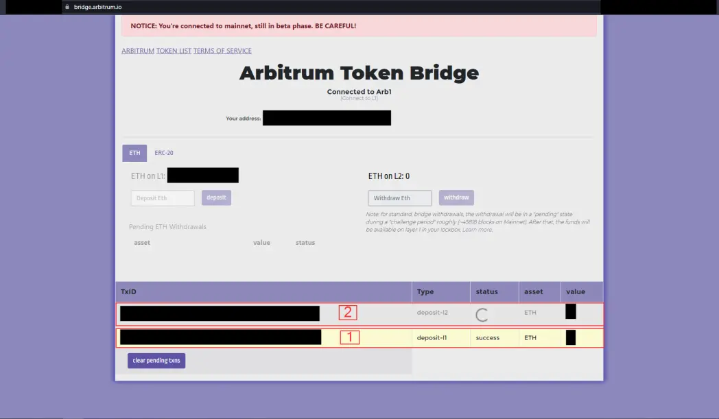 Ethereum transaction success