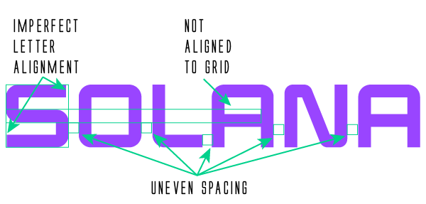 Solana wordmark misaligned uneven kerning