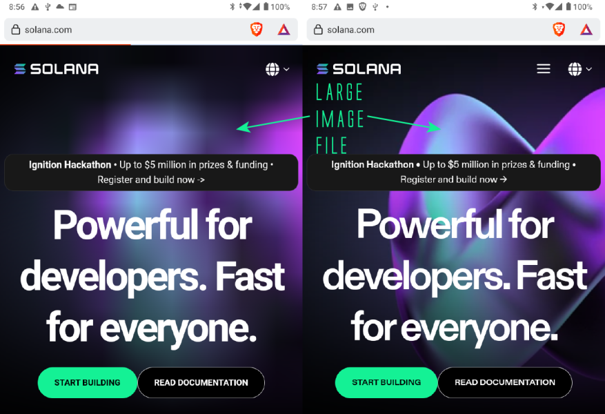 Solana mobile site large file loading