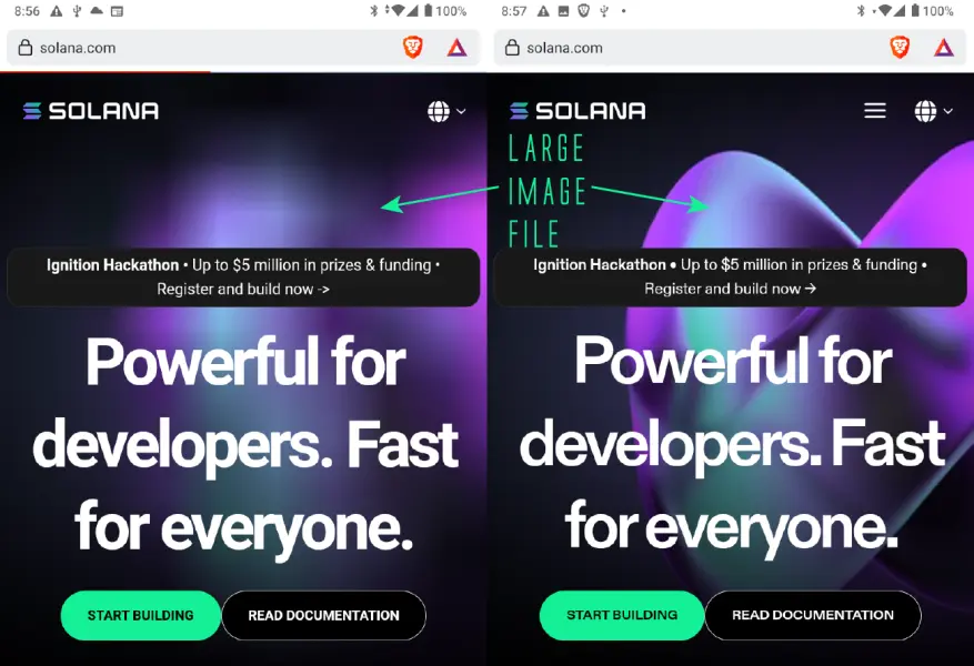 Solana mobile site large file loading