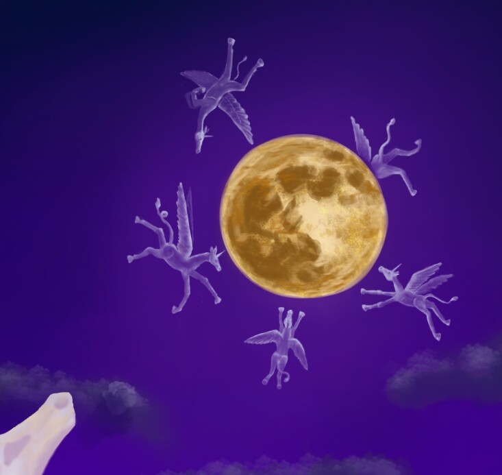 Moon and little Unicorns
