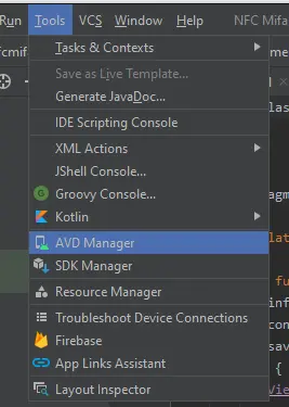 AVD menu