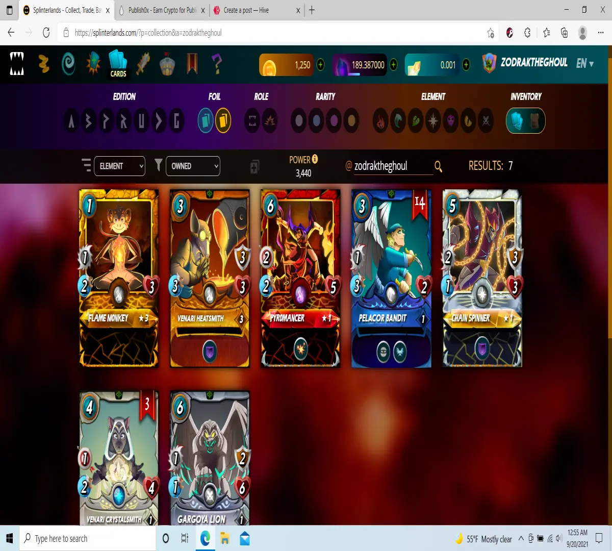 Gold Foil Flame Monkey and Venari Heatsmith! Along with Other cards I own / am selling.