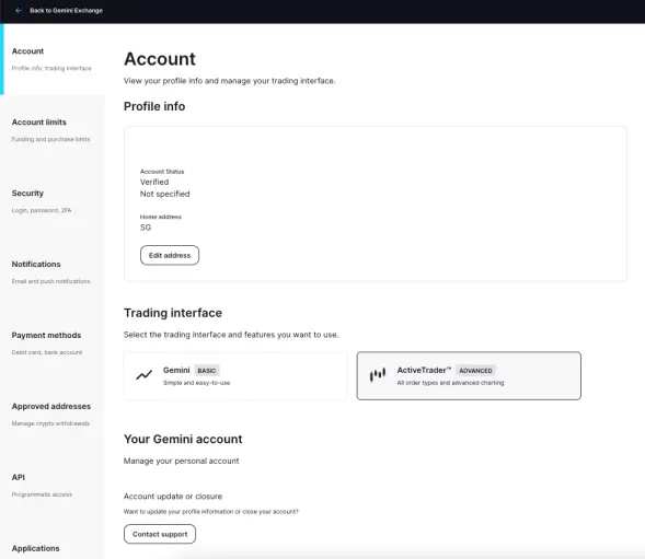Gemini user settings