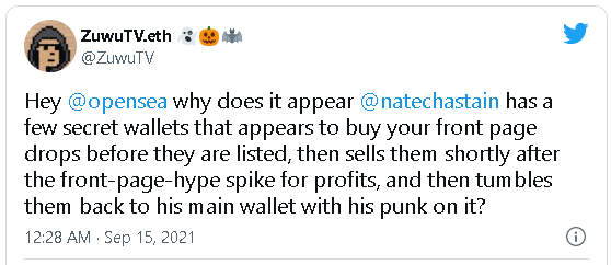 tweet about nft insider trading