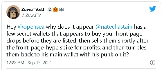 tweet about nft insider trading