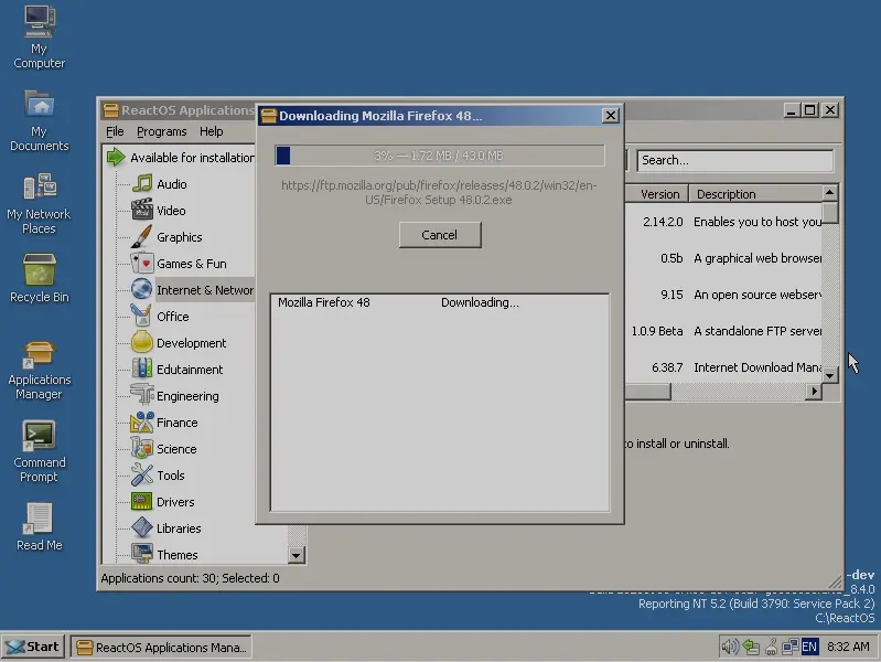 Instalando Firefox en Reactos