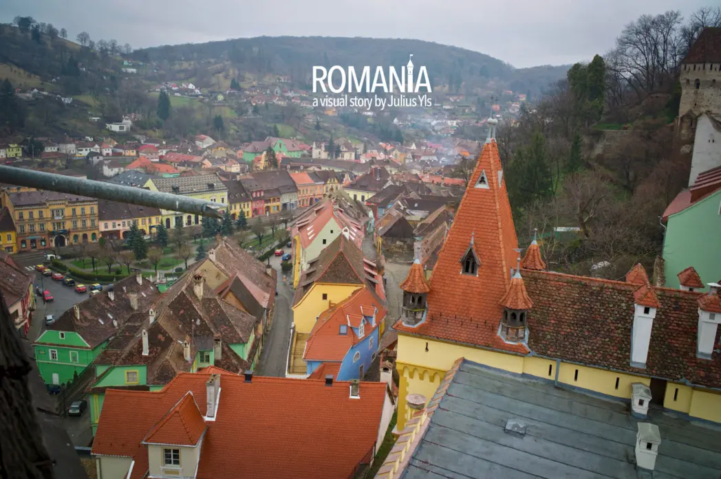 Scene of Sighisoara town in Romania