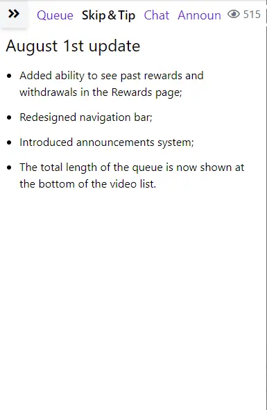Figure 7. The Announcements panel.