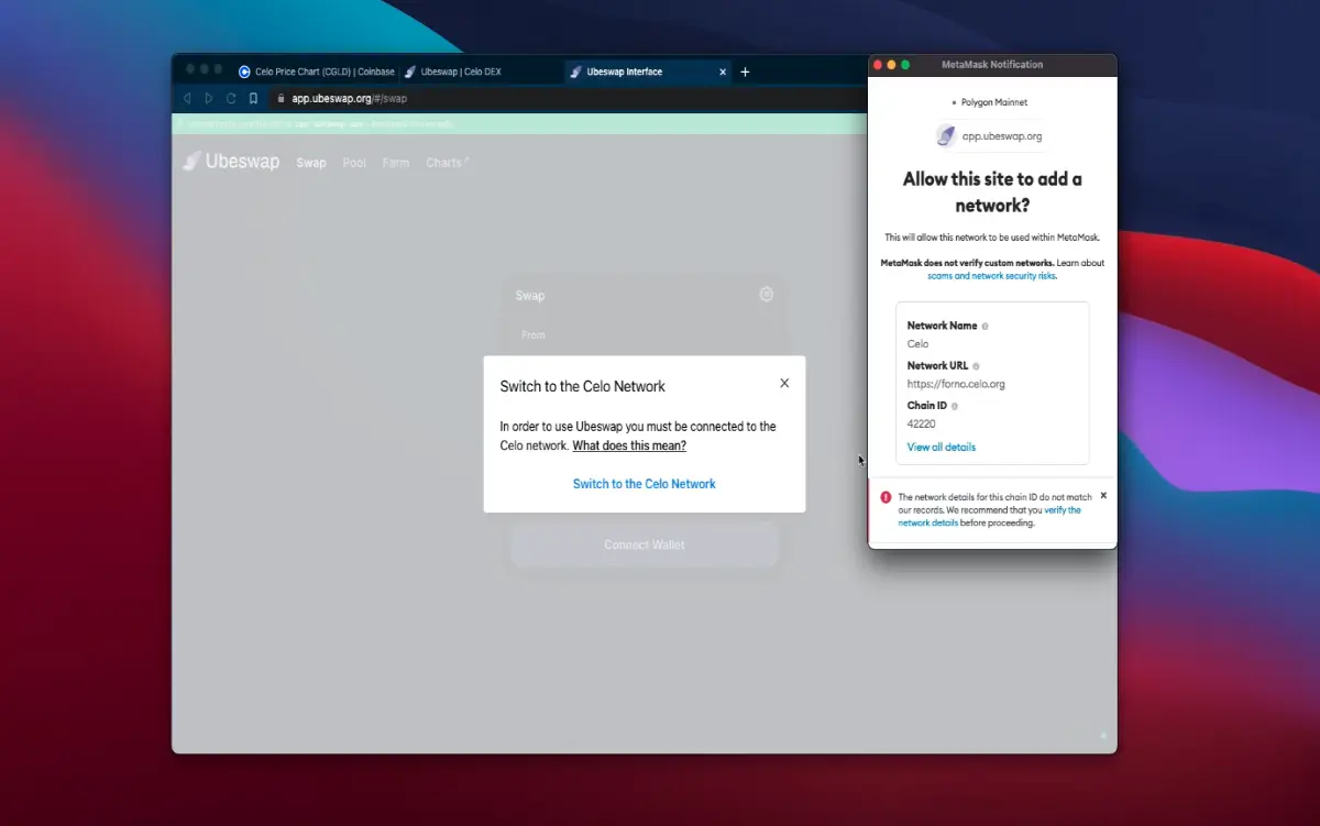 Switch Metamask to Celo