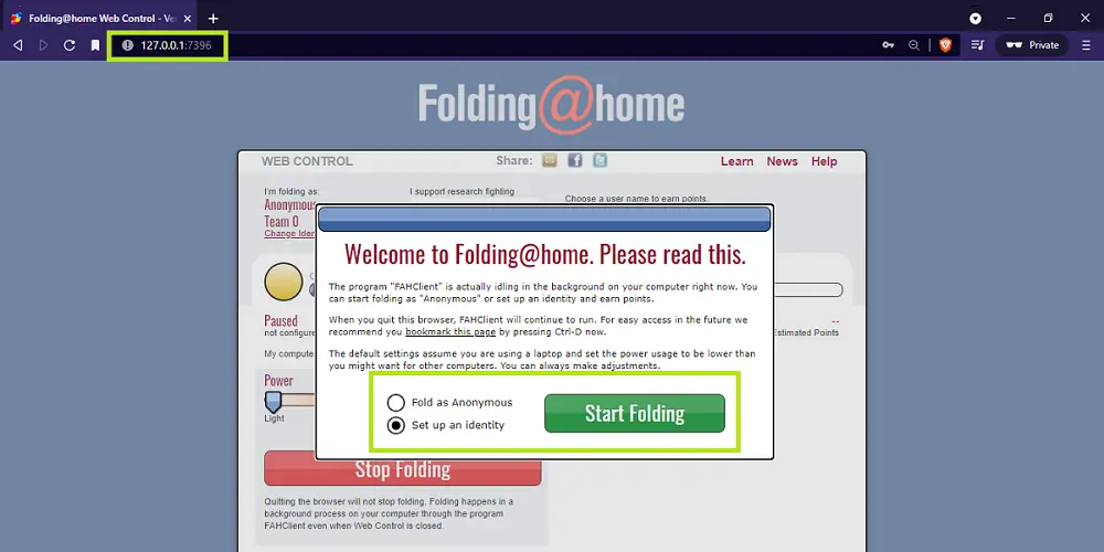 Start foldingathome