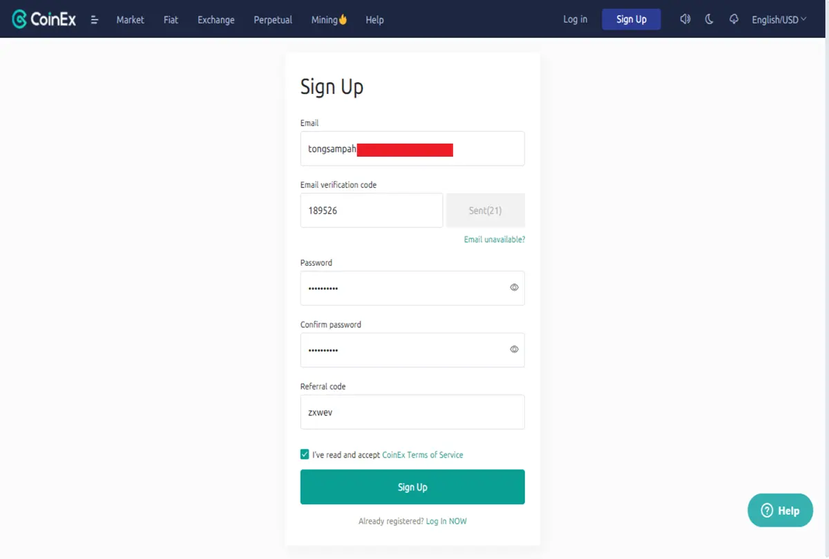 Registration - CoinEx - udinxyz