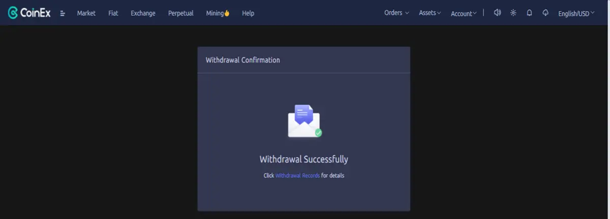 Withdrawal - CoinEx - udinxyz