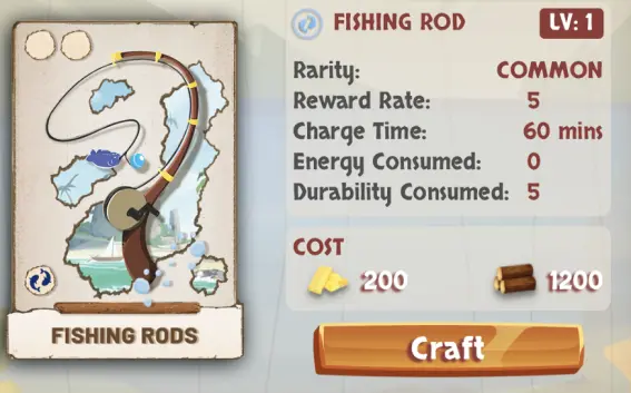 Farmer's World Fishing Rod Level 1 NFT Card