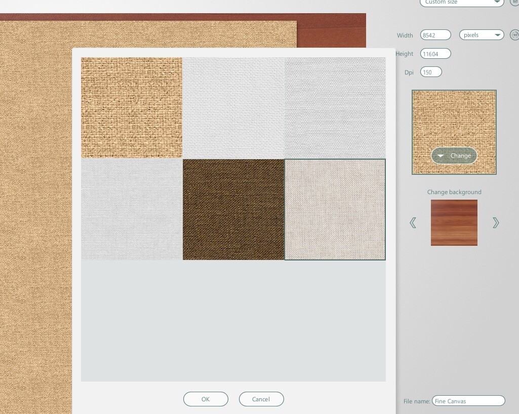 Choose a canvas