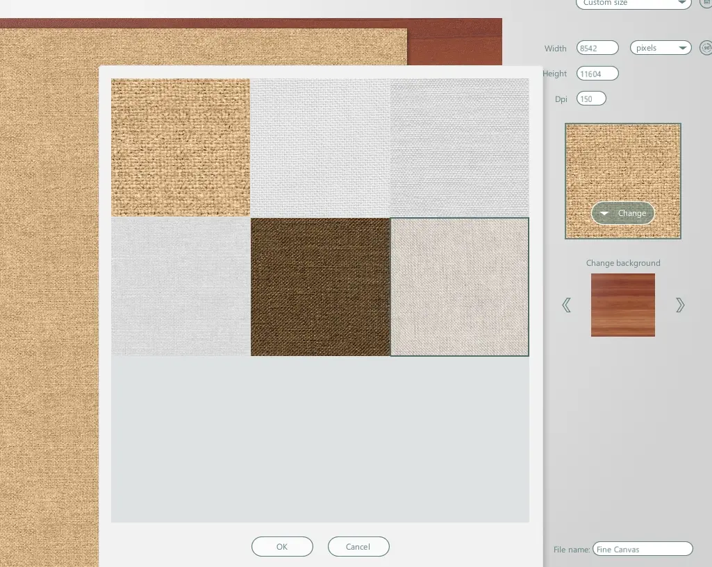 Choose a canvas