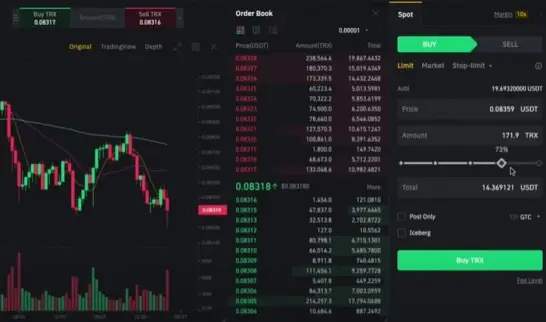 Buy TRX from Binance through Fiat and Spot