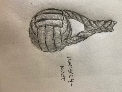 Monkey fist knot - sketch in pencil
