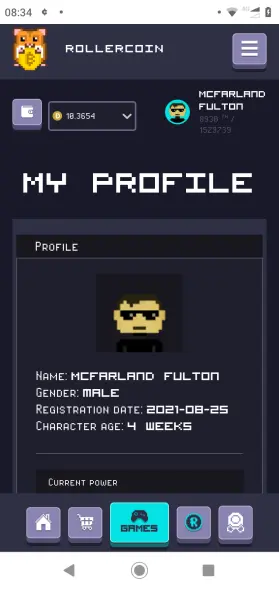Rollercoin Profile after 4 Weeks