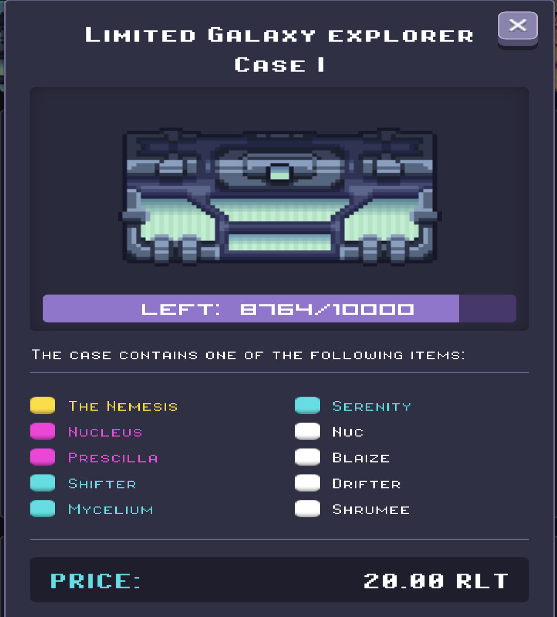 Contents possible in the “Limited Galaxy Explorer Case 1”loot box