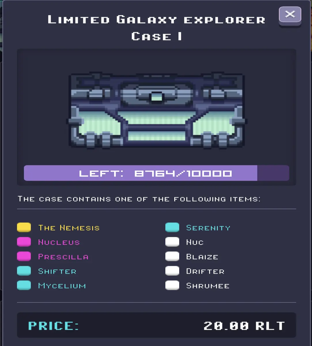 Contents possible in the “Limited Galaxy Explorer Case 1”loot box