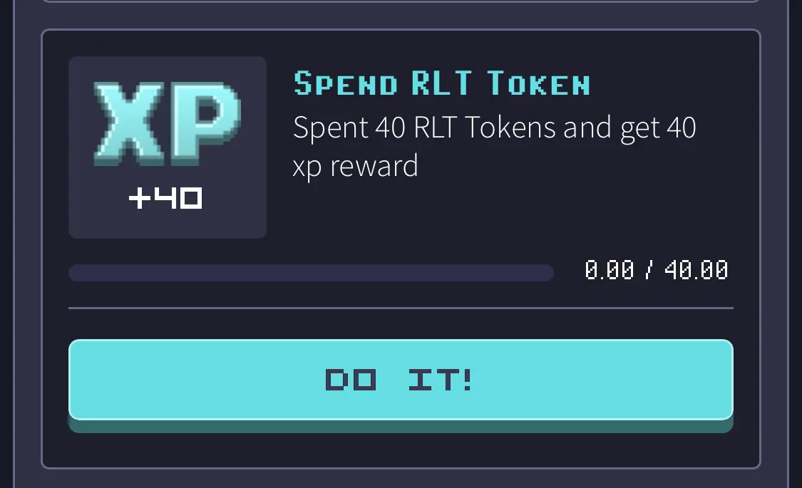 Weekly XP task of spending a non-inconsequential sum of RLT