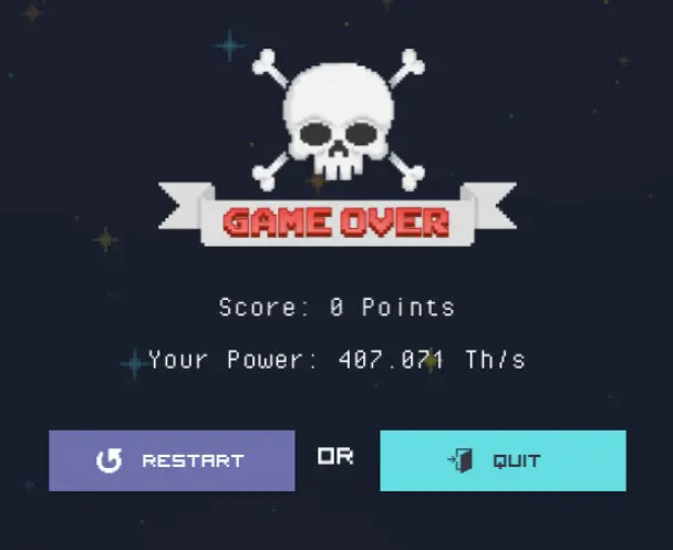 Lost game grants zero points