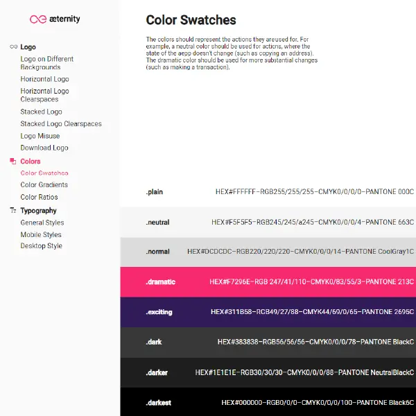 Aeternity brand guide color swatch