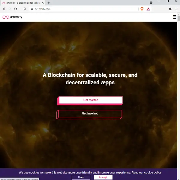 Aeternity landing page