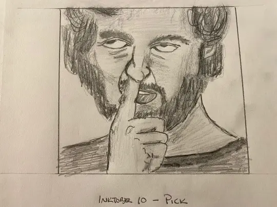 Man picking his nose - pencil sketch