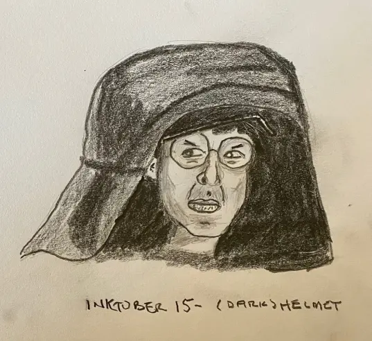 Fan art sketch of Dark Helmet from Spaceballs film - pencil
