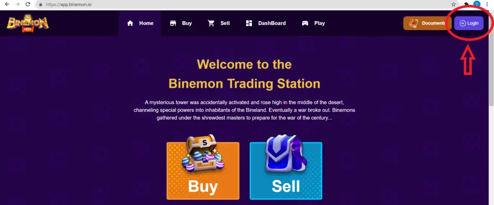 Binemon.io register account