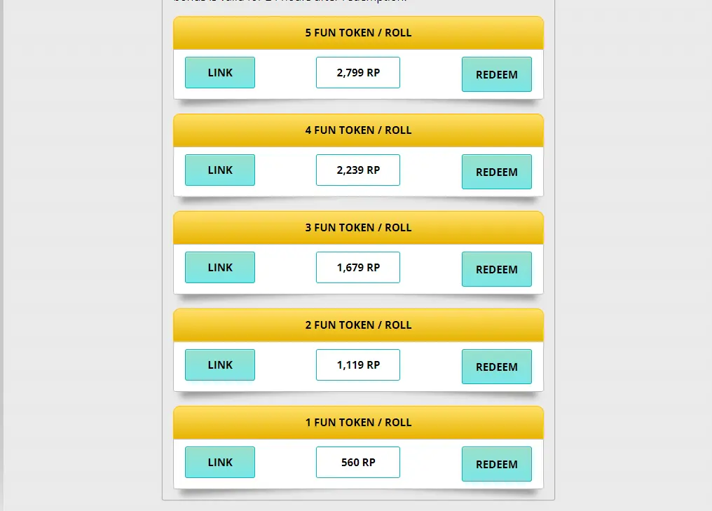 FUN token bonuses