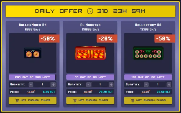 Deals offered on Rollercoin