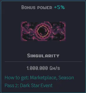 Singularity - Bonus Power +5% 1.000.000 GH/s