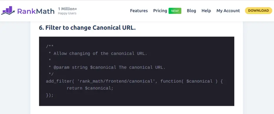 rankmath canonical api