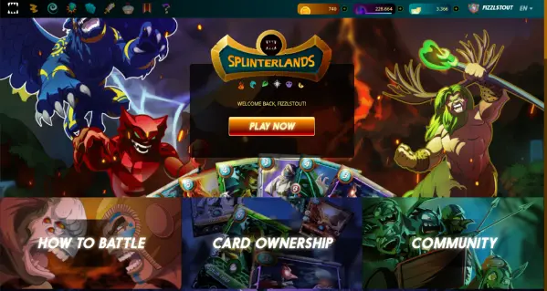 Splinterlands landing page
