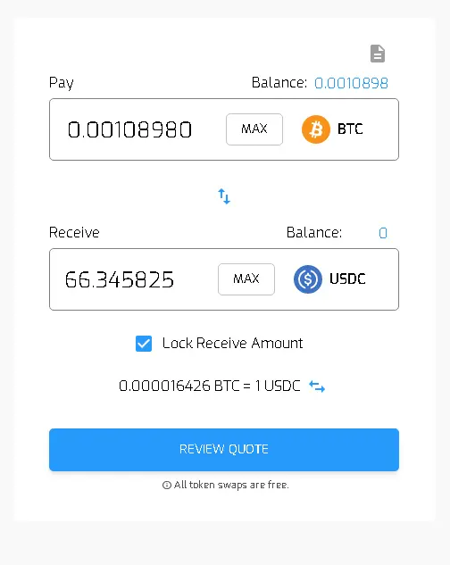 Hodlnaut's Swap Interface