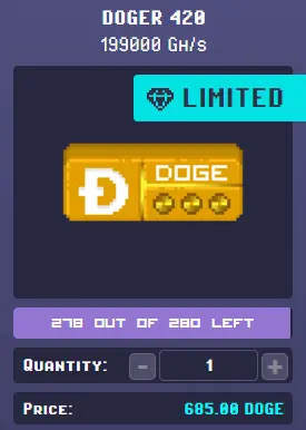 DOGER420 Rollercoin Miner details and price