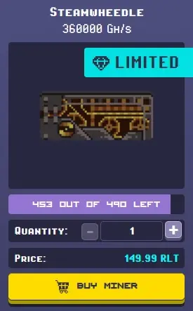 Steamwheedle Roller coin miner - Limited Edition