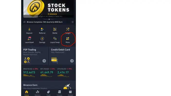 Where to select more on binance