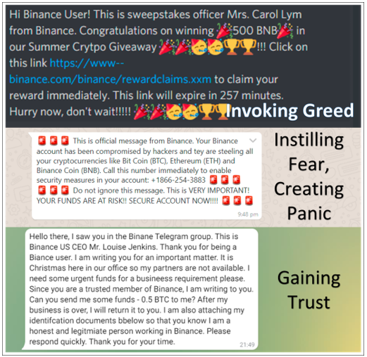 These are all too familiar templates of scamming – appealing to emotions. None of these messages are true.