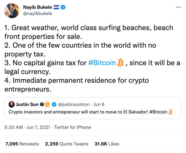 El Salvador wants to attract crypto entrepreneurs from around the world.