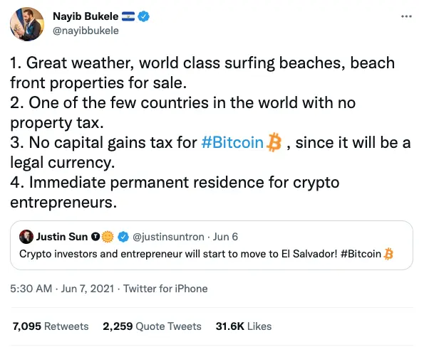 El Salvador wants to attract crypto entrepreneurs from around the world.