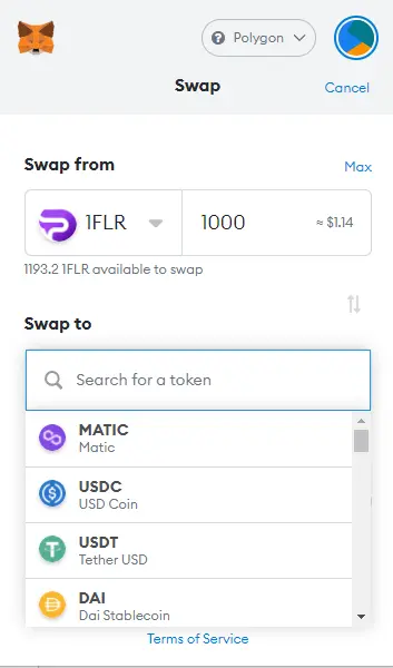 Swap in metamask