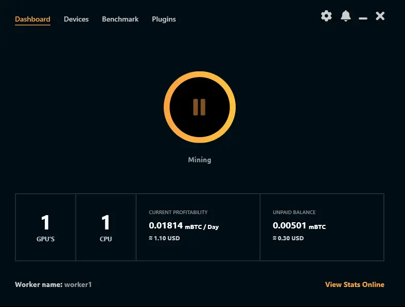 Nicehash Miner Interface