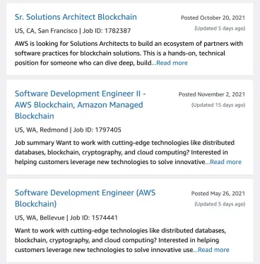 amazon blockchain job openings